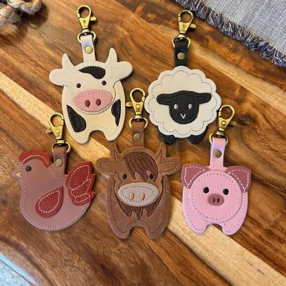 Portland Leather Betta Farm Animal Purse Charms Set of 5 NEW FAST SHIP - Picture 1 of 5